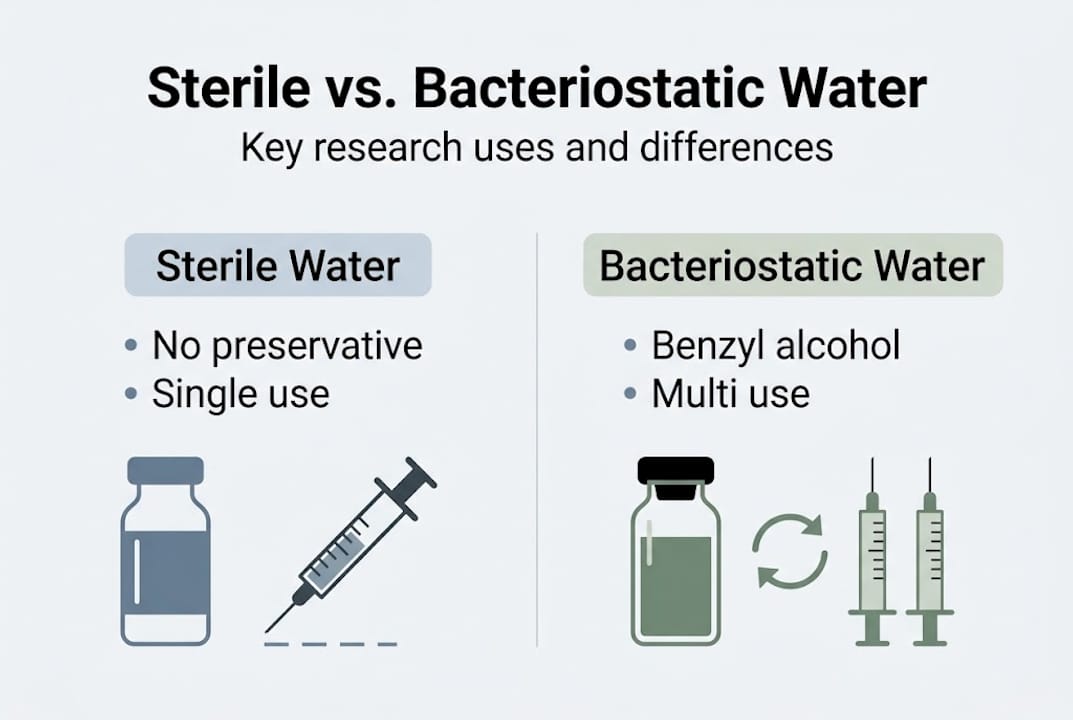 Infographic comparing sterile and bacteriostatic water