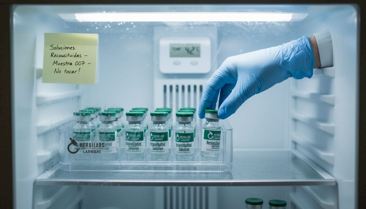Conservación de los viales con solución reconstituida en el refrigerador del laboratorio