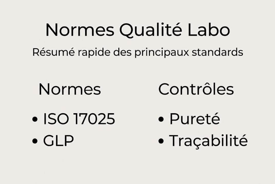 Infographie sur les standards et le contrôle qualité en laboratoire