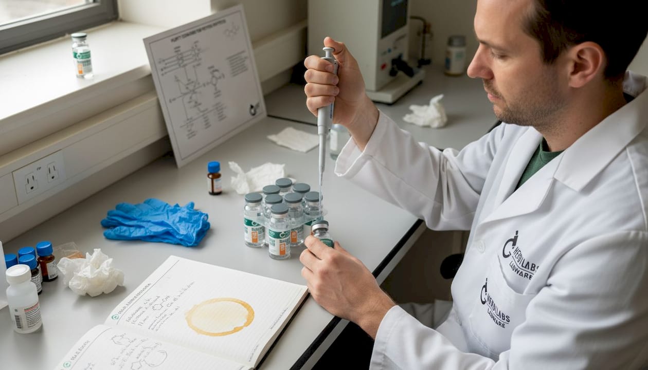 Scientist preparing high-purity solutions in lab