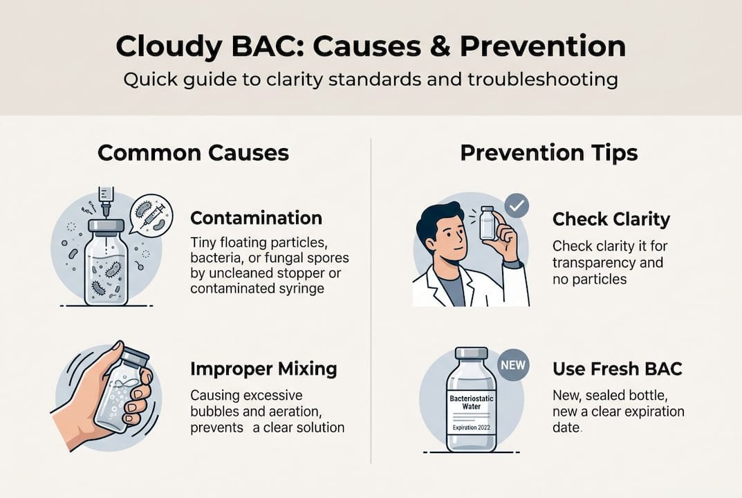 Infographic showing main causes and prevention of cloudy BAC