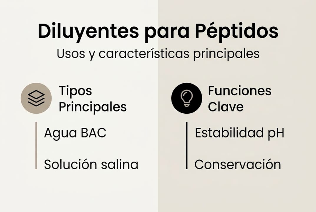 Infografía: diferentes tipos de disolventes para péptidos y sus principales usos