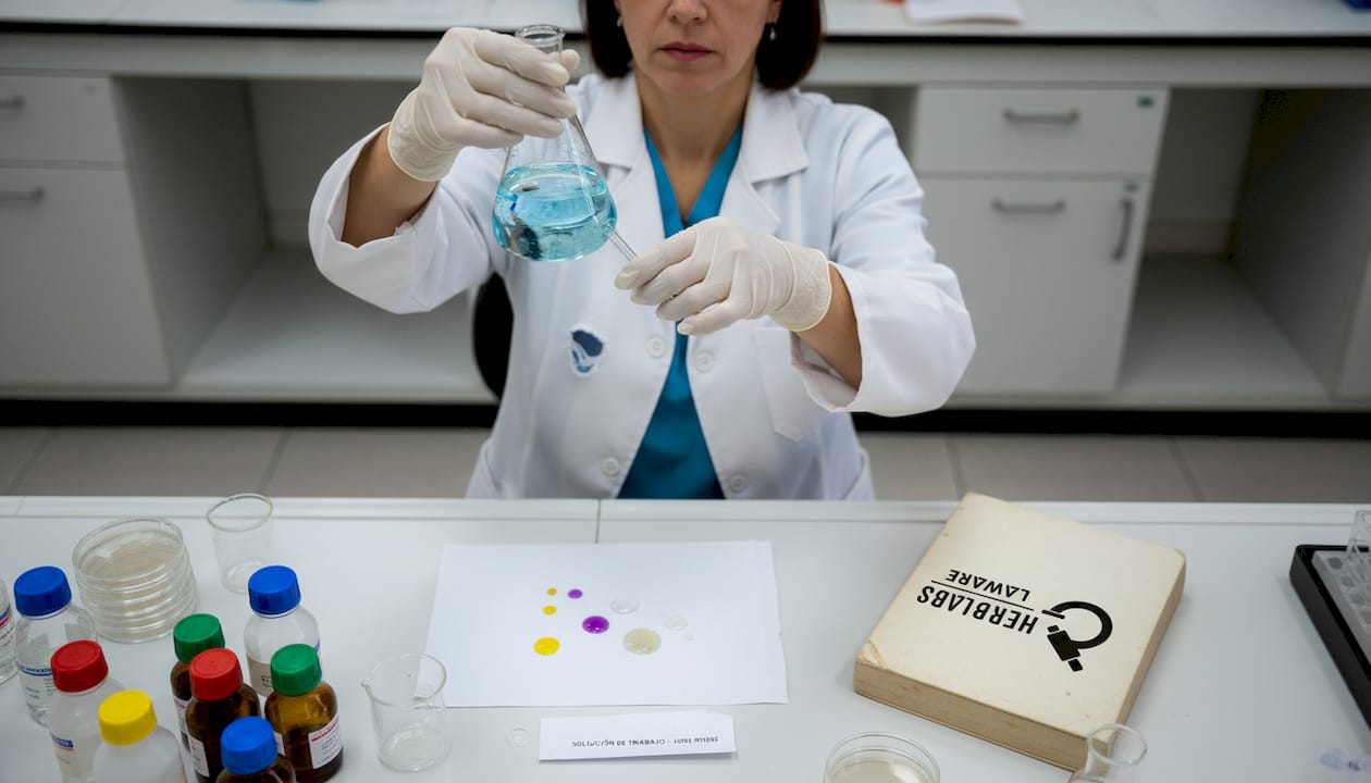 Una científica examina las muestras en el laboratorio