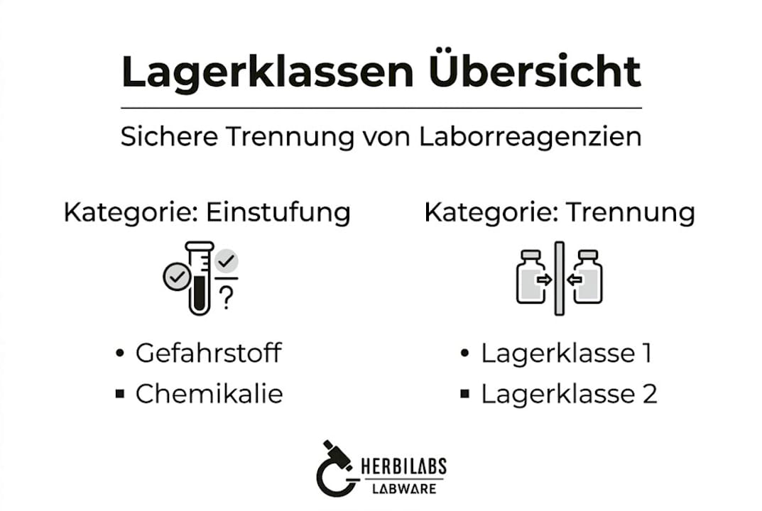 Übersicht zu Lagerungskategorien und Sicherheitsmaßnahmen im Labor