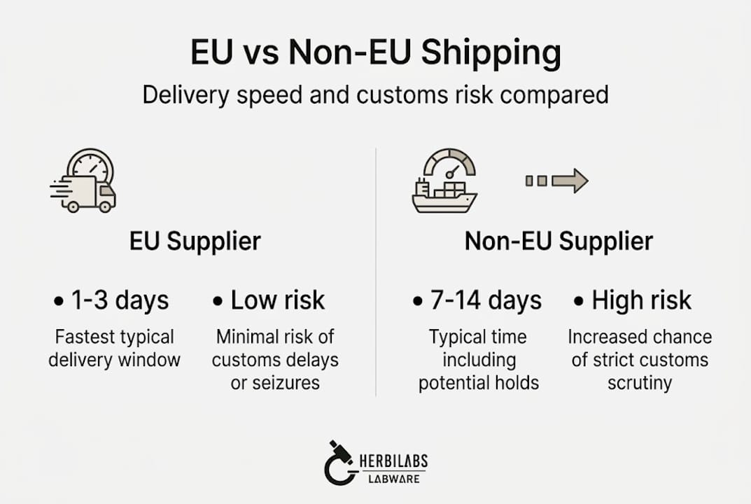 Infographic comparing EU and non-EU shipping