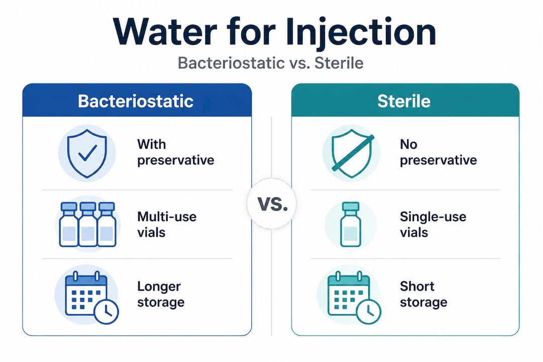 Infographic comparing bacteriostatic and sterile water