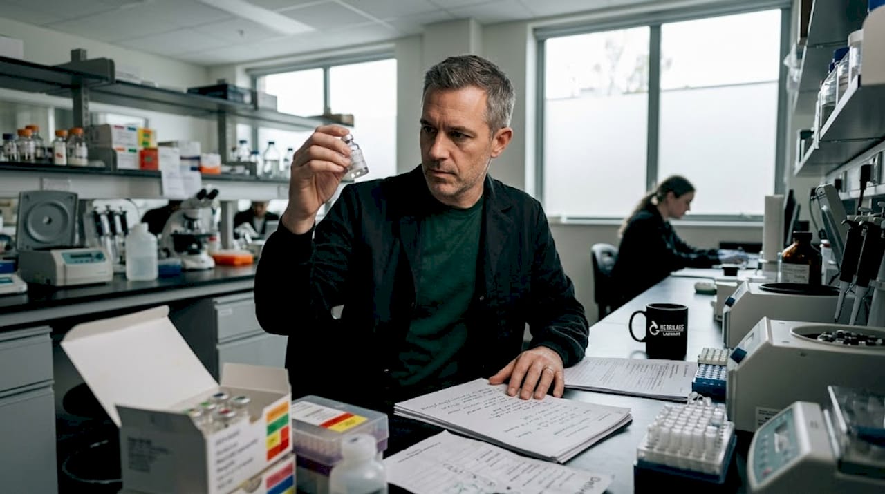 Researcher checking peptide storage protocols
