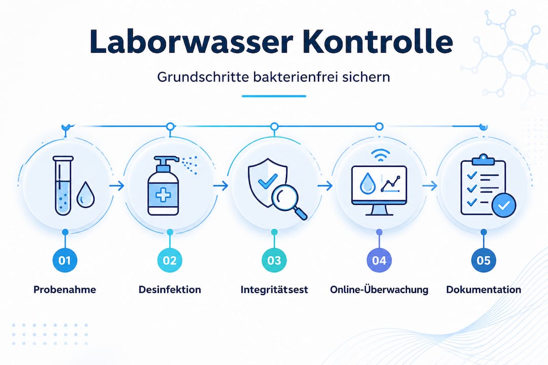 Infografik: So stellen Sie die Qualität des Laborwassers sicher – Schritt für Schritt zur optimalen Kontrolle