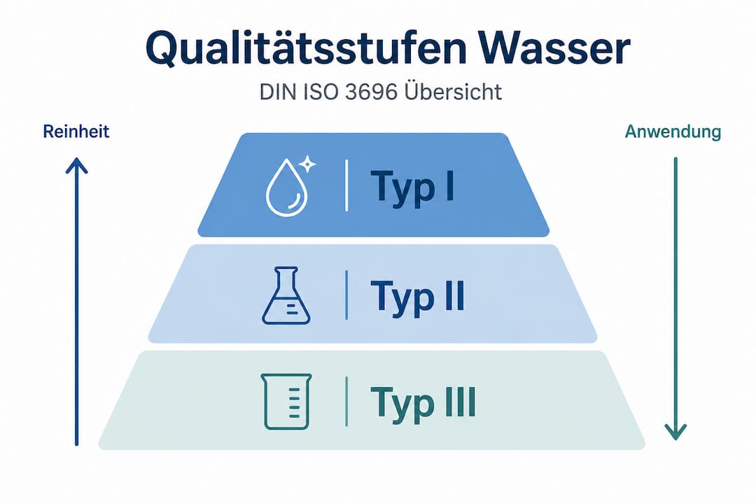 Grafische Übersicht der Qualitätsklassen gemäß DIN ISO 3696 in hierarchischer Darstellung