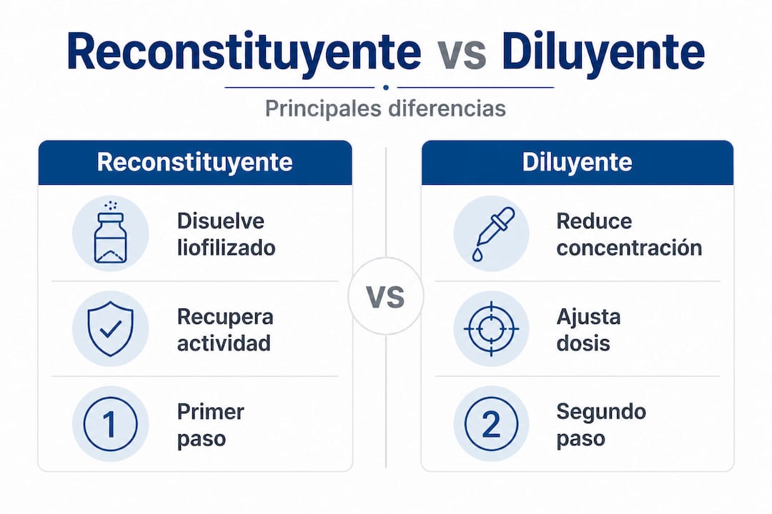 Infografía sobre las diferencias entre reconstituyentes y diluyentes
