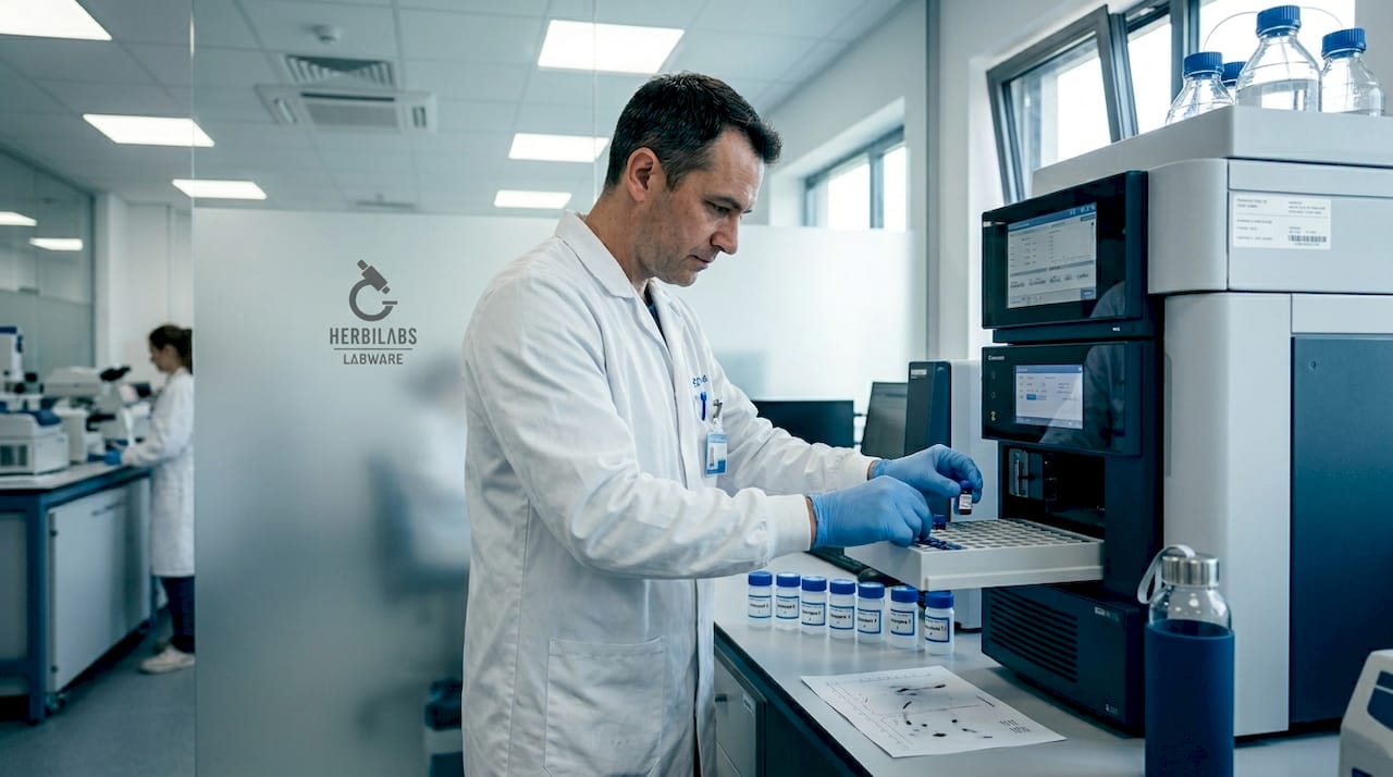 Scientist performing system suitability checks