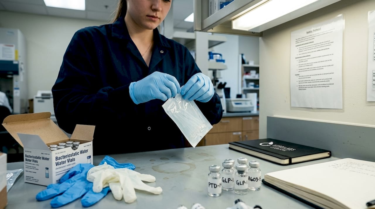 Lab technician handling consumable supplies