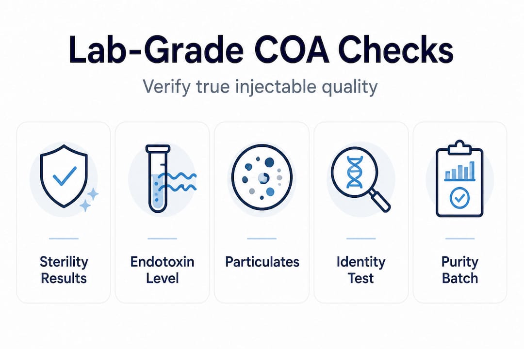 Infographic of COA checklist for injectables