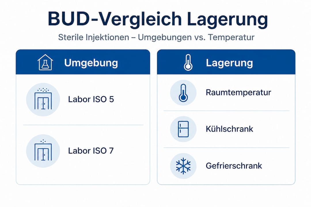 Übersicht: Haltbarkeitsvergleich von Produkten je nach Lagerbedingungen und Umgebung