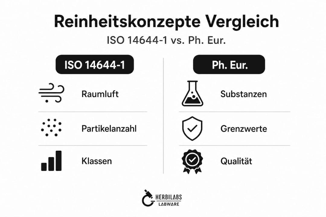 Infografik: ISO 14644-1 vs. Pharmakopöe – Ein direkter Vergleich