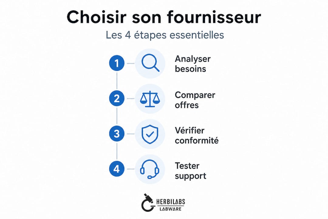 Infographie : les étapes essentielles pour bien sélectionner votre fournisseur de laboratoire