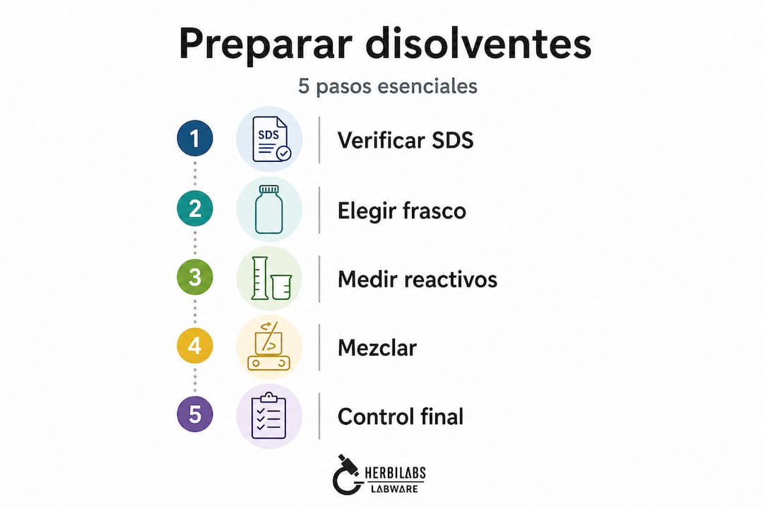 Infografía: cómo preparar disolventes en el laboratorio paso a paso