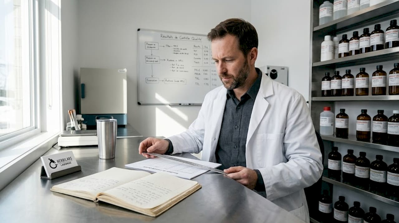 Un chercheur examine les résultats d’analyse depuis la salle de contrôle.