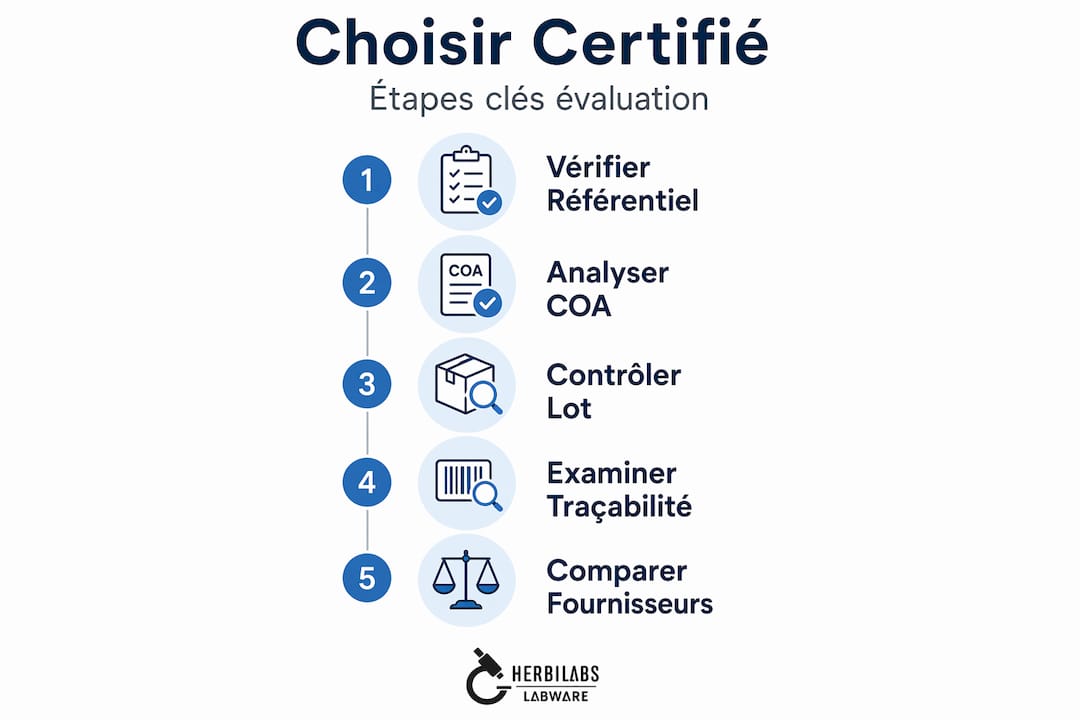 Parcours d’évaluation pour l’obtention de la certification produit présenté en infographie