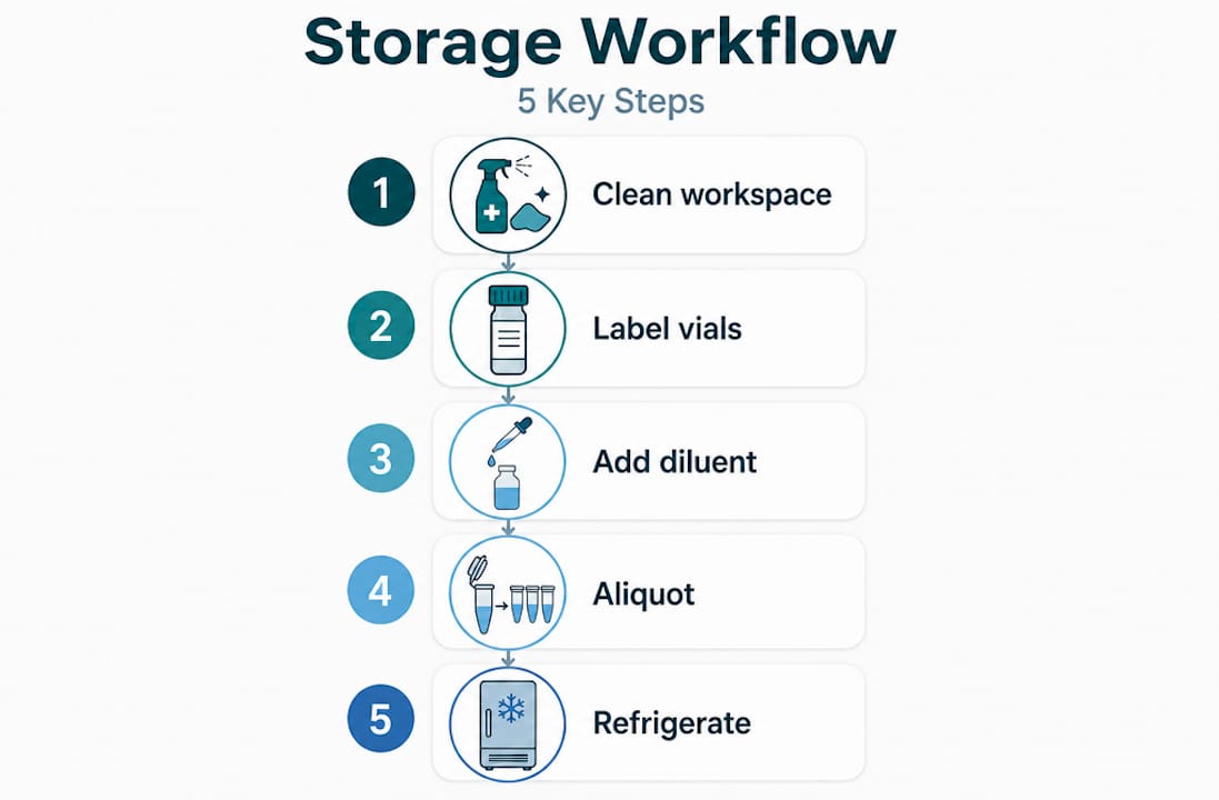 Infographic of solution storage step-by-step workflow