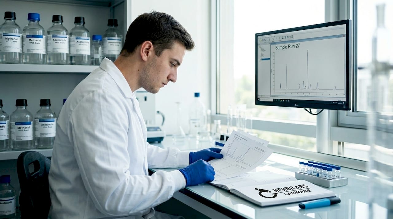 Chemist troubleshooting impurity results in lab