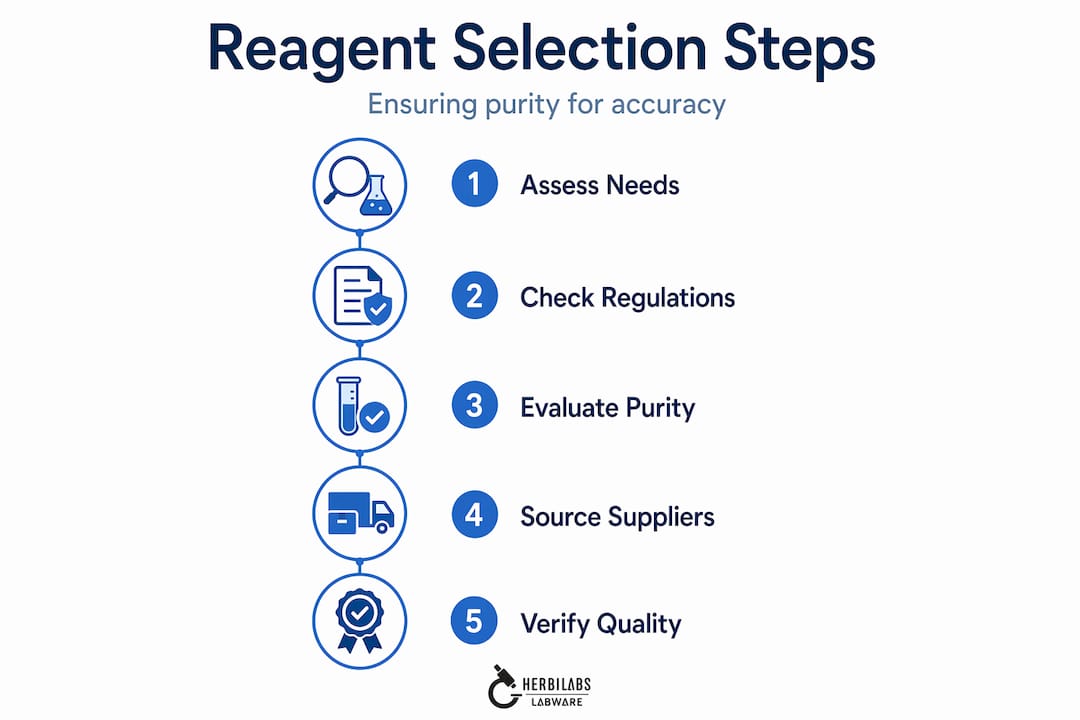 Infographic showing reagent grade selection steps