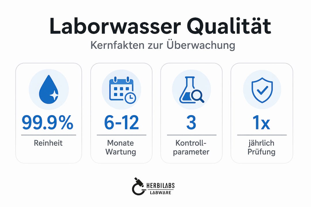 Übersichtliche Infografik mit aktuellen Daten zur Laborwasser-Qualität und Ergebnissen regelmäßiger Kontrollen