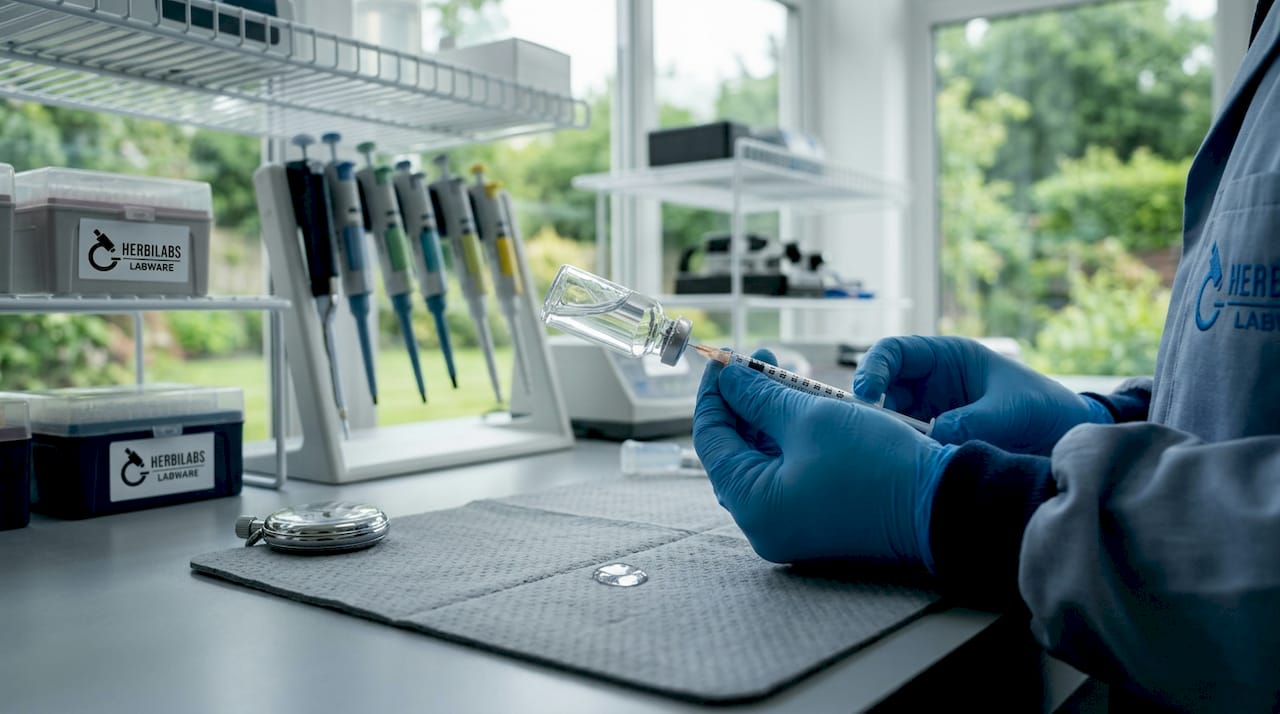 Préparation d’une solution peptidique à l’aide d’une seringue à insuline