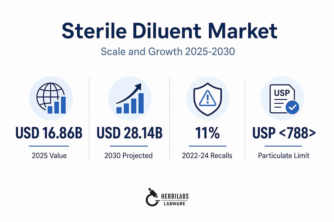 Infographic with sterile diluent market statistics