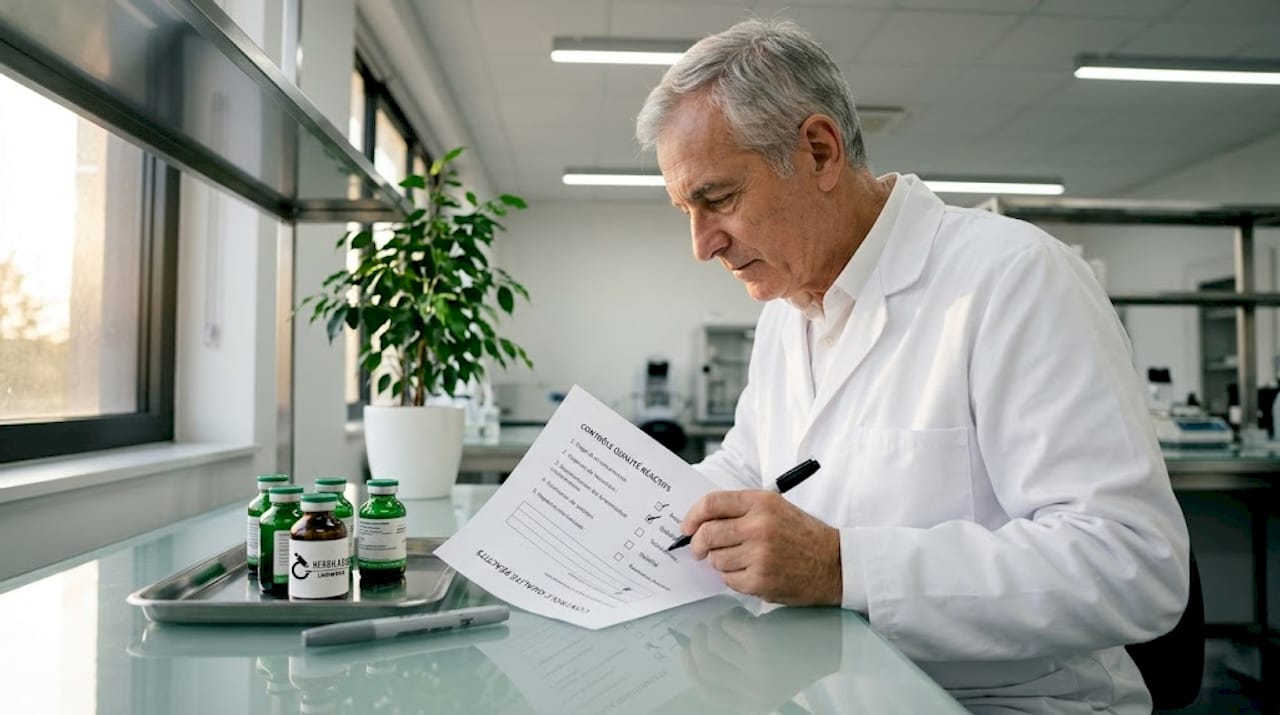 Un technicien coche les éléments de la liste de contrôle qualité du laboratoire.
