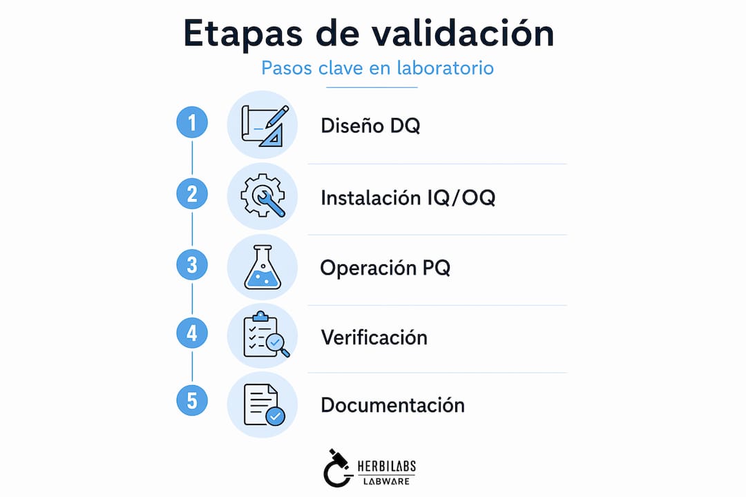 Infografía: pasos clave para validar y preparar una solución inyectable