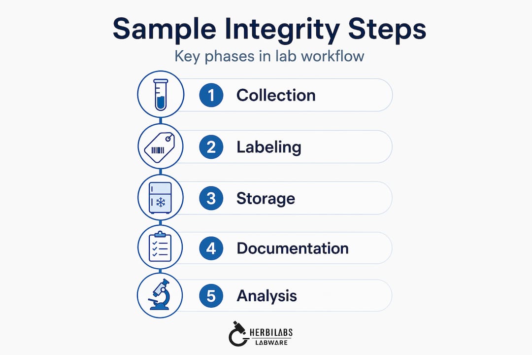 Infographic showing sample integrity process steps