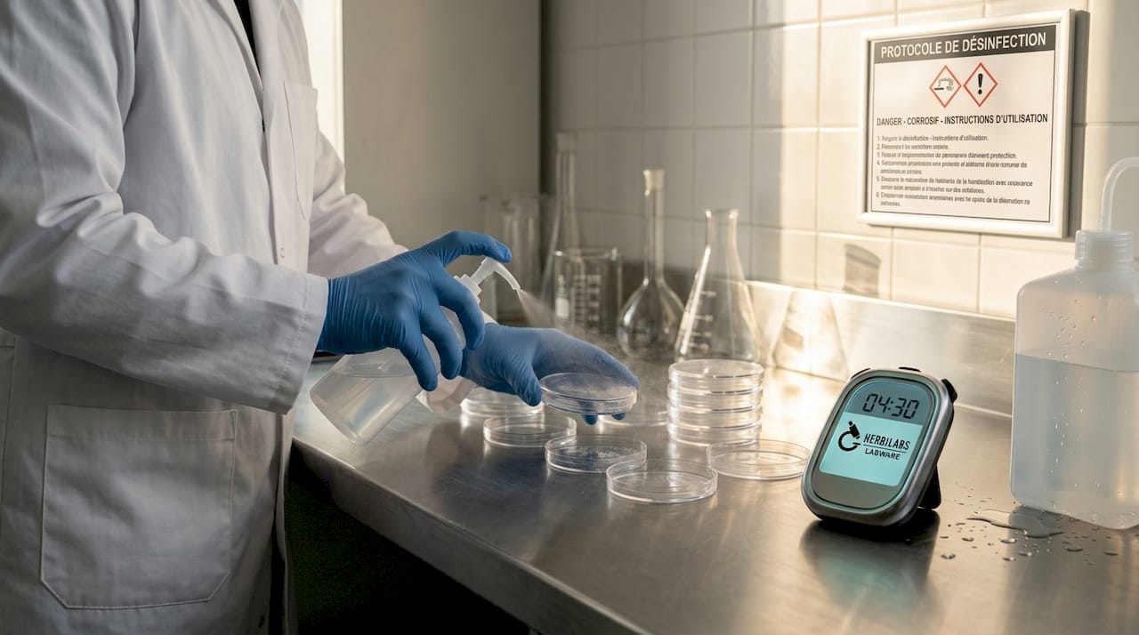 Procéder à la désinfection des boîtes de Petri à l’aide d’un agent chimique