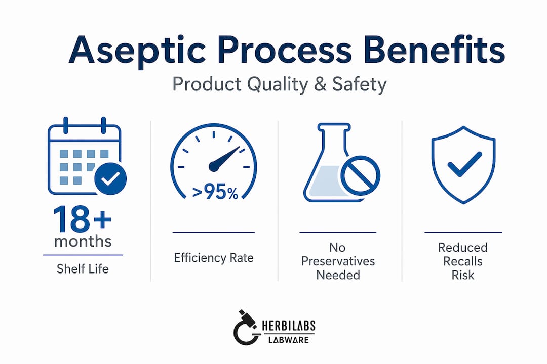 Infographic showing aseptic process product benefits