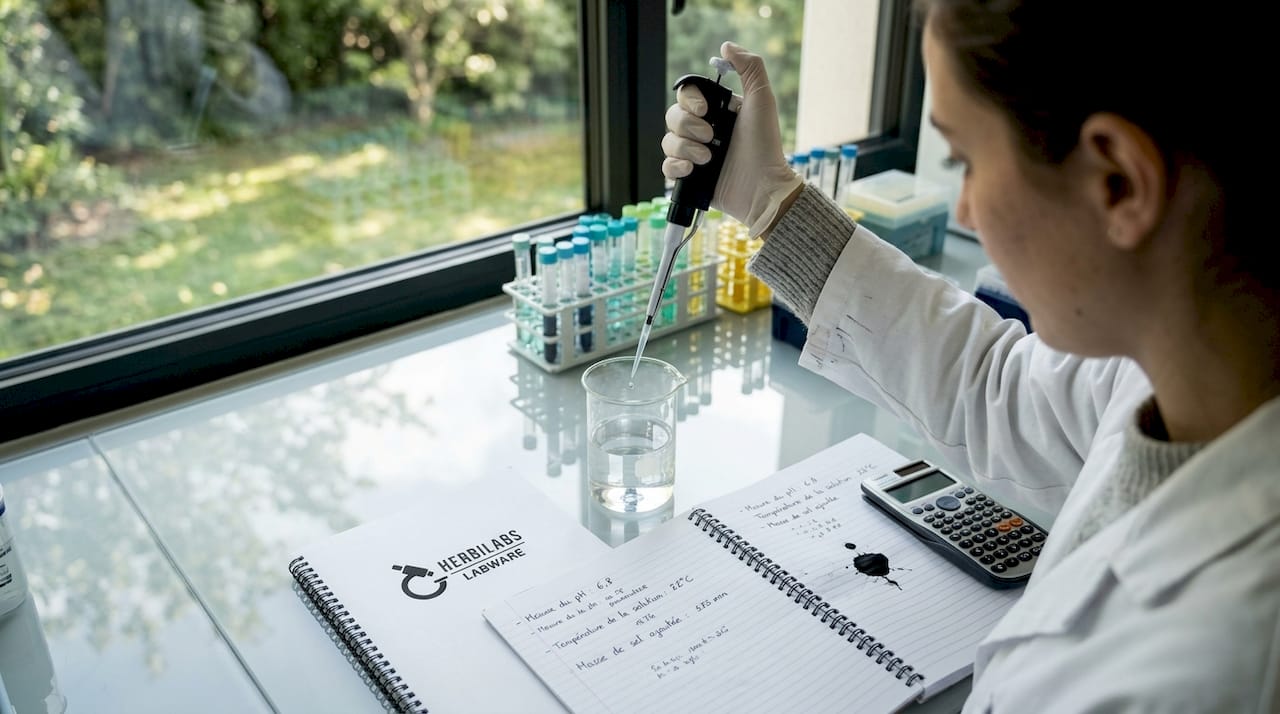 Une scientifique en pleine manipulation de sa pipette au sein du laboratoire.