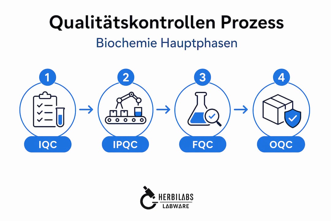 Übersichtsgrafik: Die wichtigsten Schritte der biochemischen Qualitätskontrolle auf einen Blick