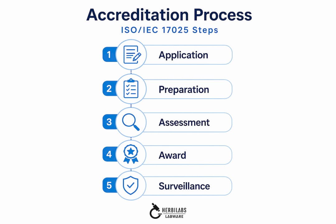 Infographic showing lab accreditation process steps