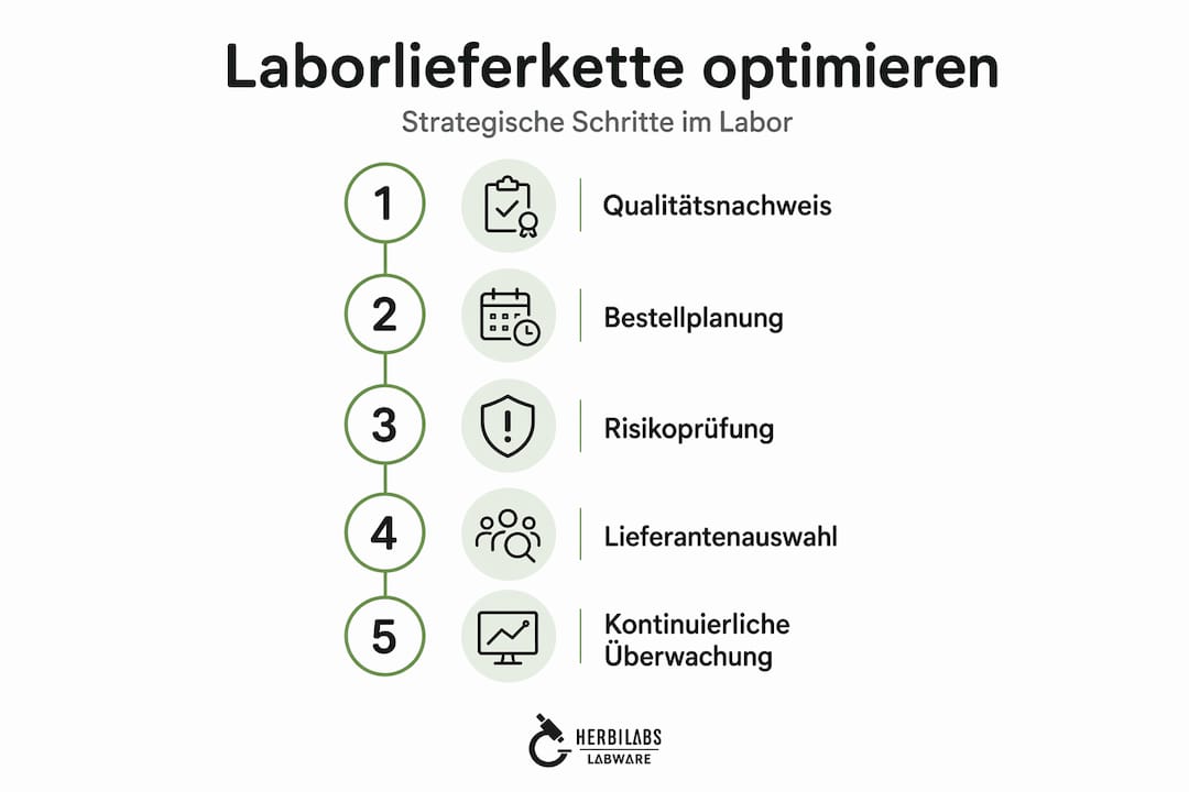 Infografik: Schritte zur Optimierung der Labor-Lieferkette