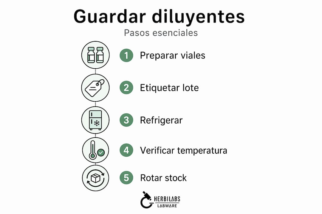 Infografía con el paso a paso para almacenar diluyentes de forma adecuada