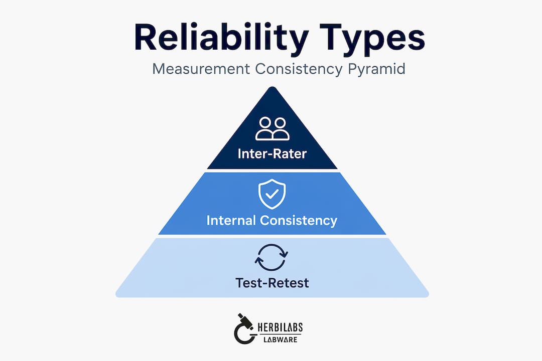 Hierarchy infographic of reliability measurement types