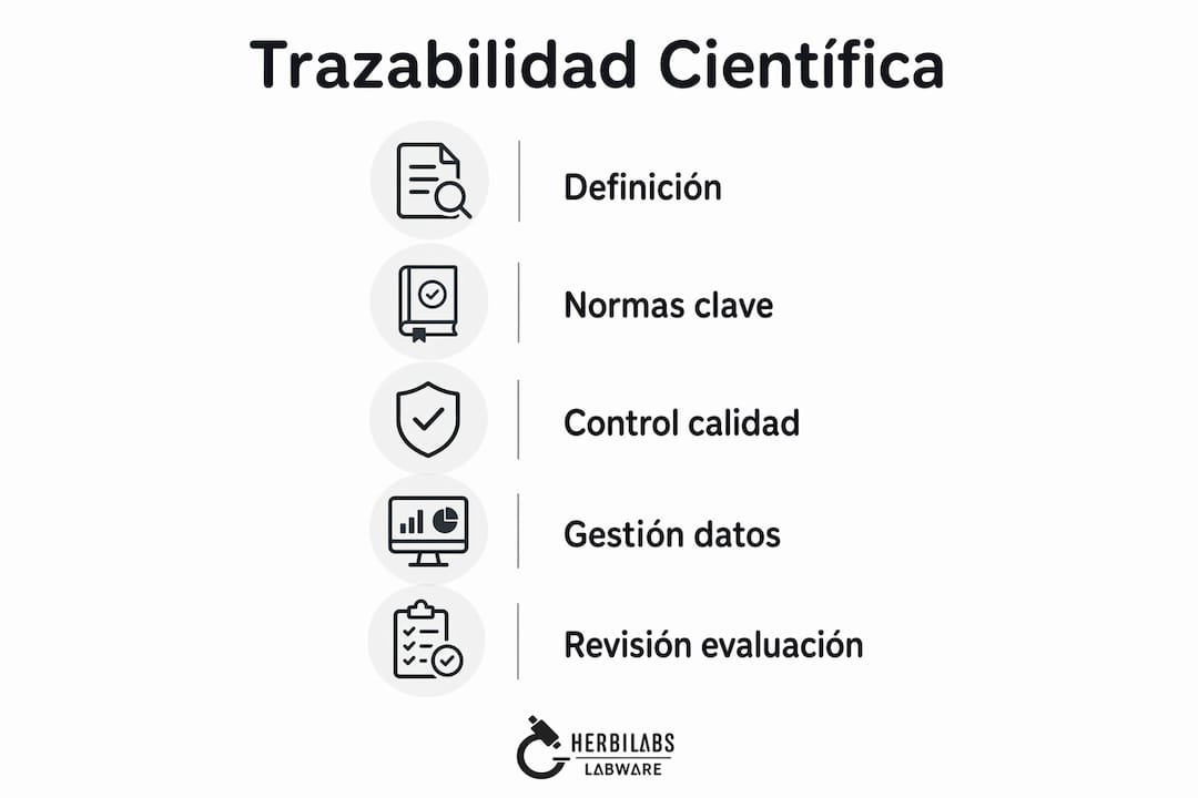 Infografía que ilustra el recorrido de la trazabilidad dentro de la cadena científica