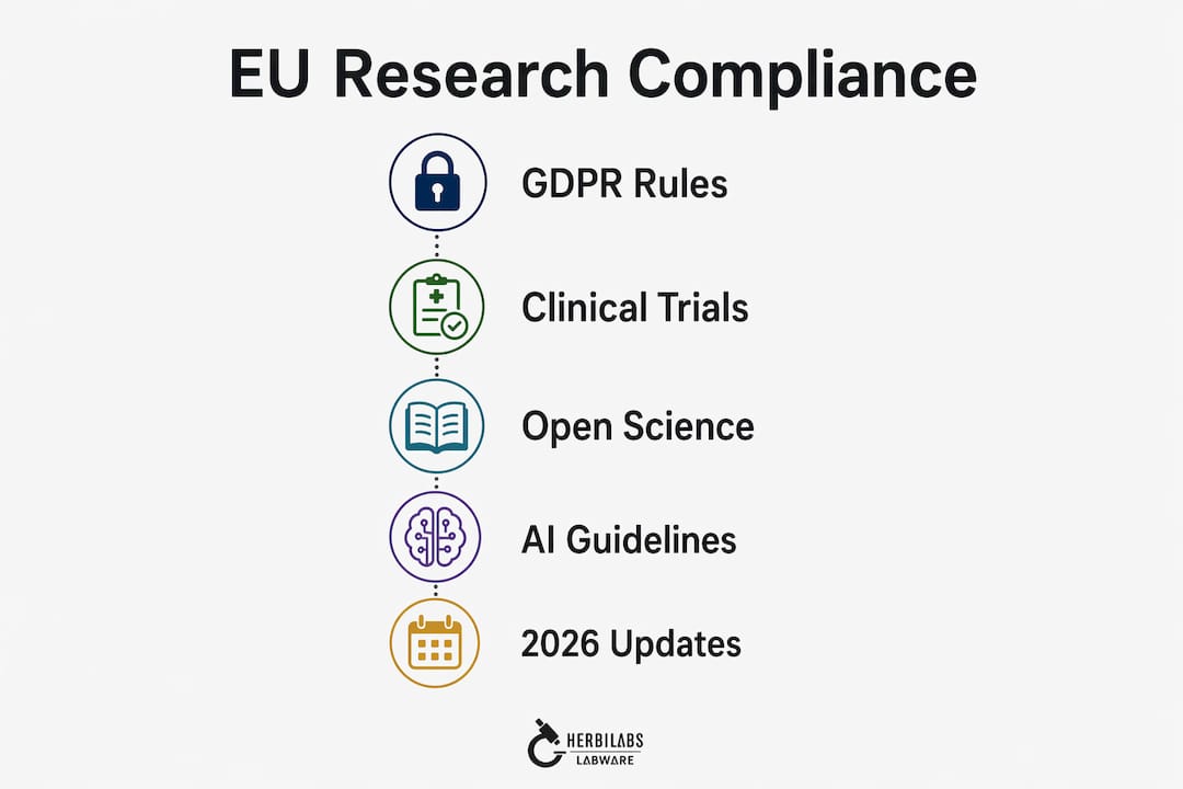 Infographic outlining EU research compliance steps
