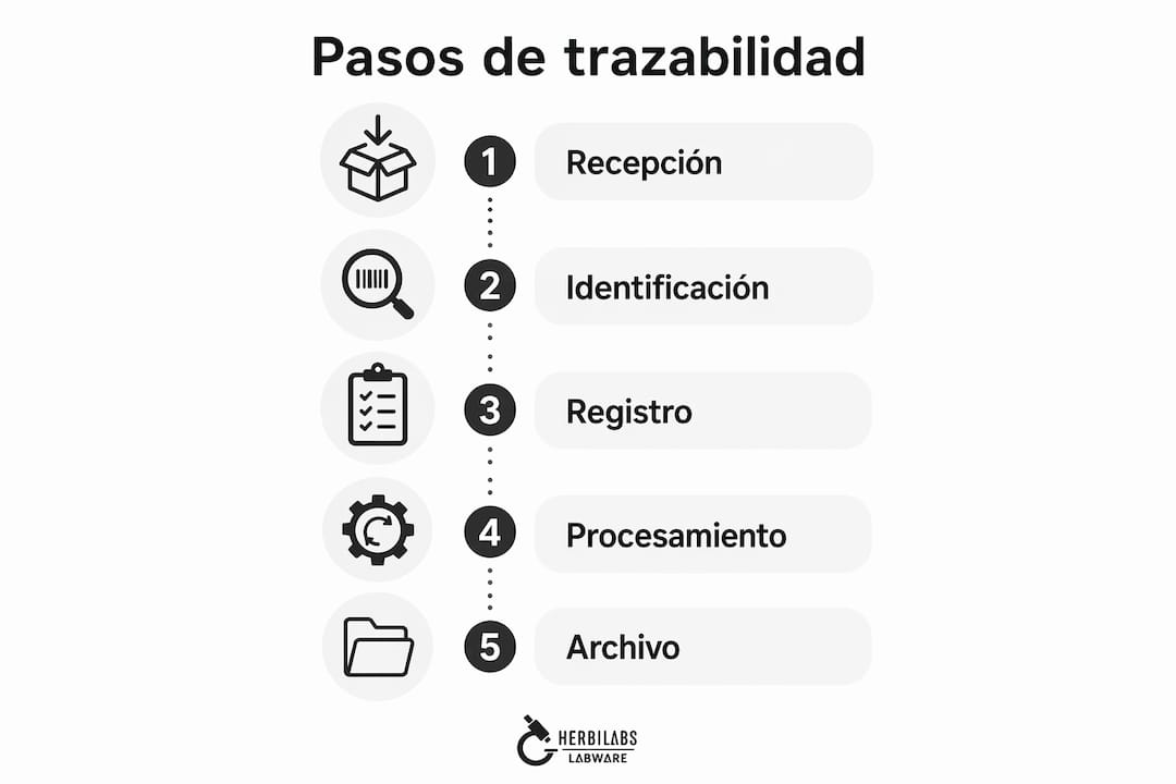 Infografía con las etapas clave del proceso de trazabilidad