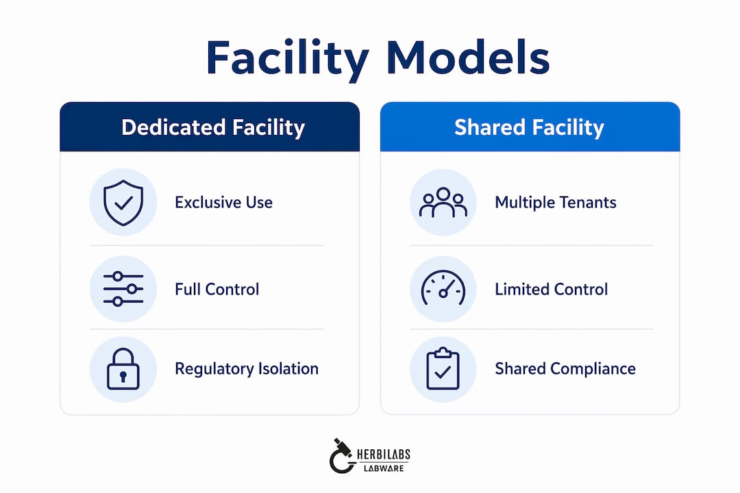 Infographic comparing dedicated and shared facilities