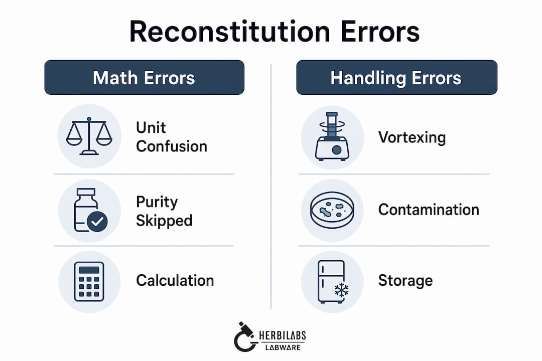 Infographic comparing common math and handling reconstitution errors