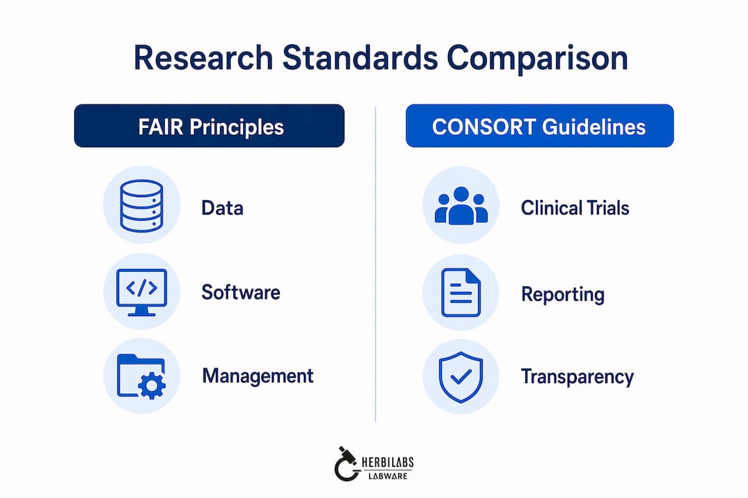 Infographic comparing two research standards categories