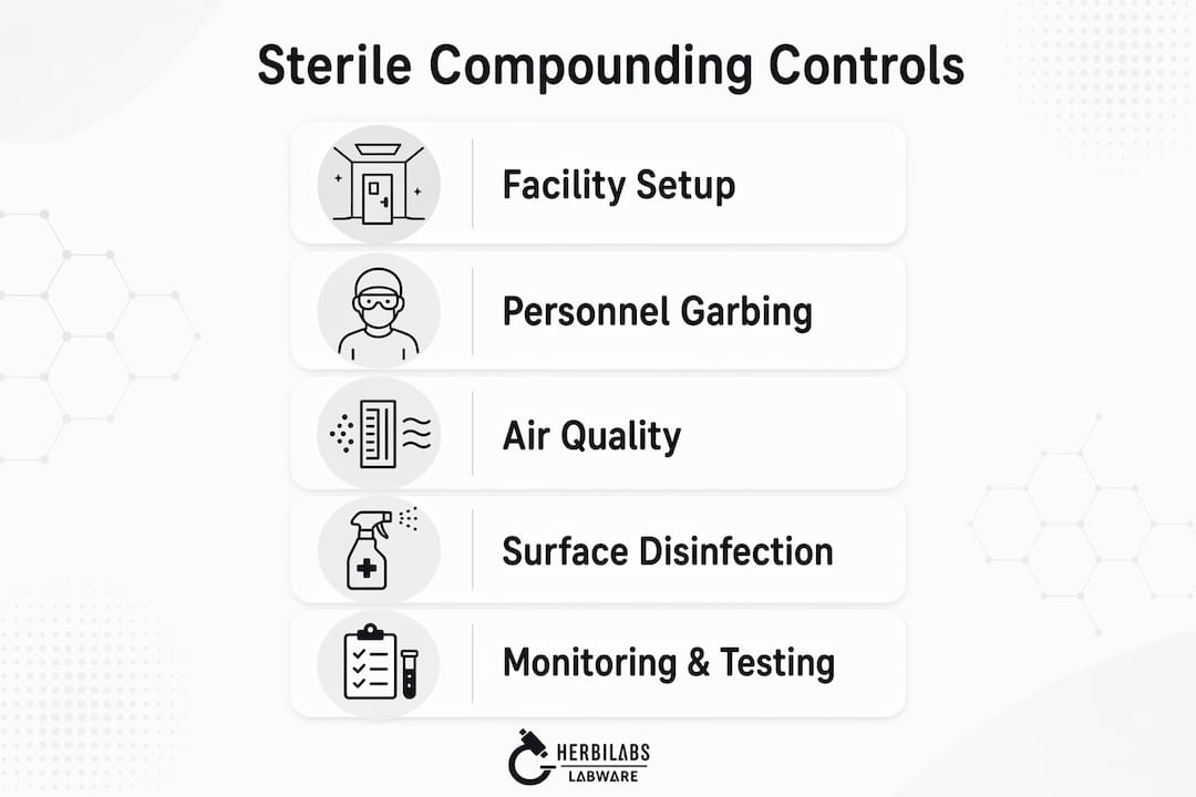 Infographic outlining sterile compounding environmental controls
