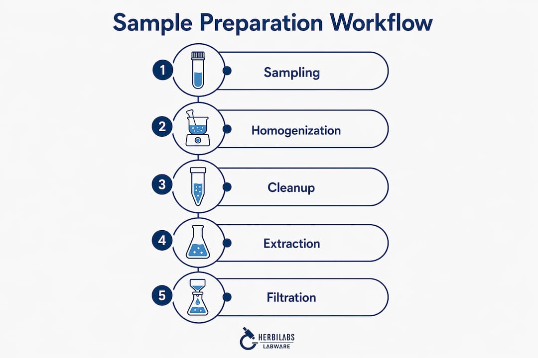 Infographic showing sample preparation workflow steps
