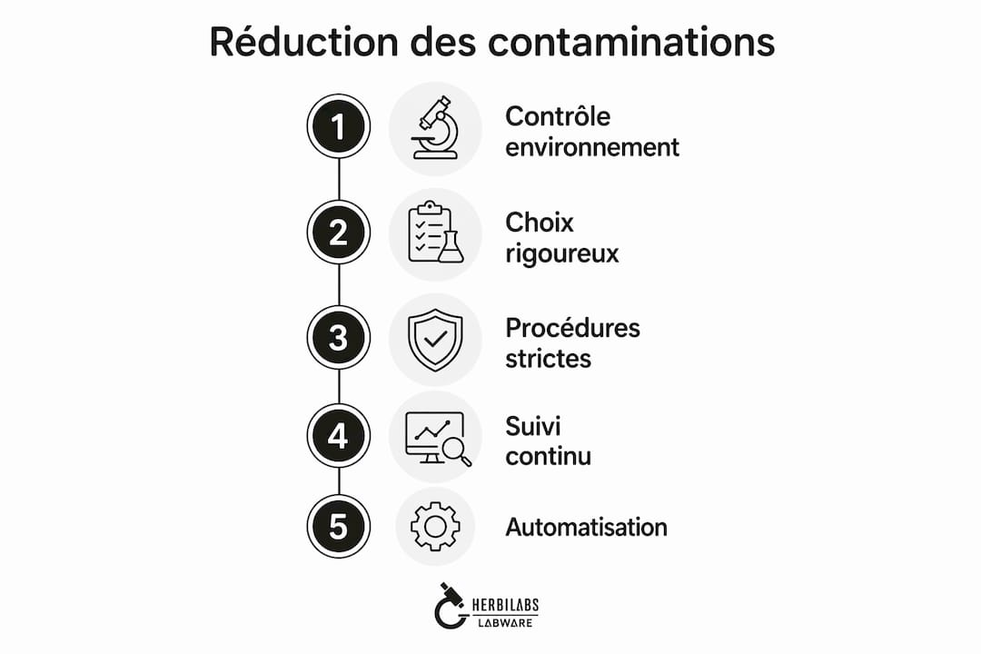 Infographie : les étapes clés pour limiter les risques de contamination au laboratoire