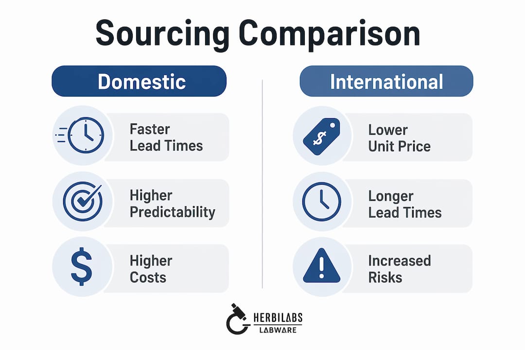 Infographic comparing domestic and international reagent sourcing